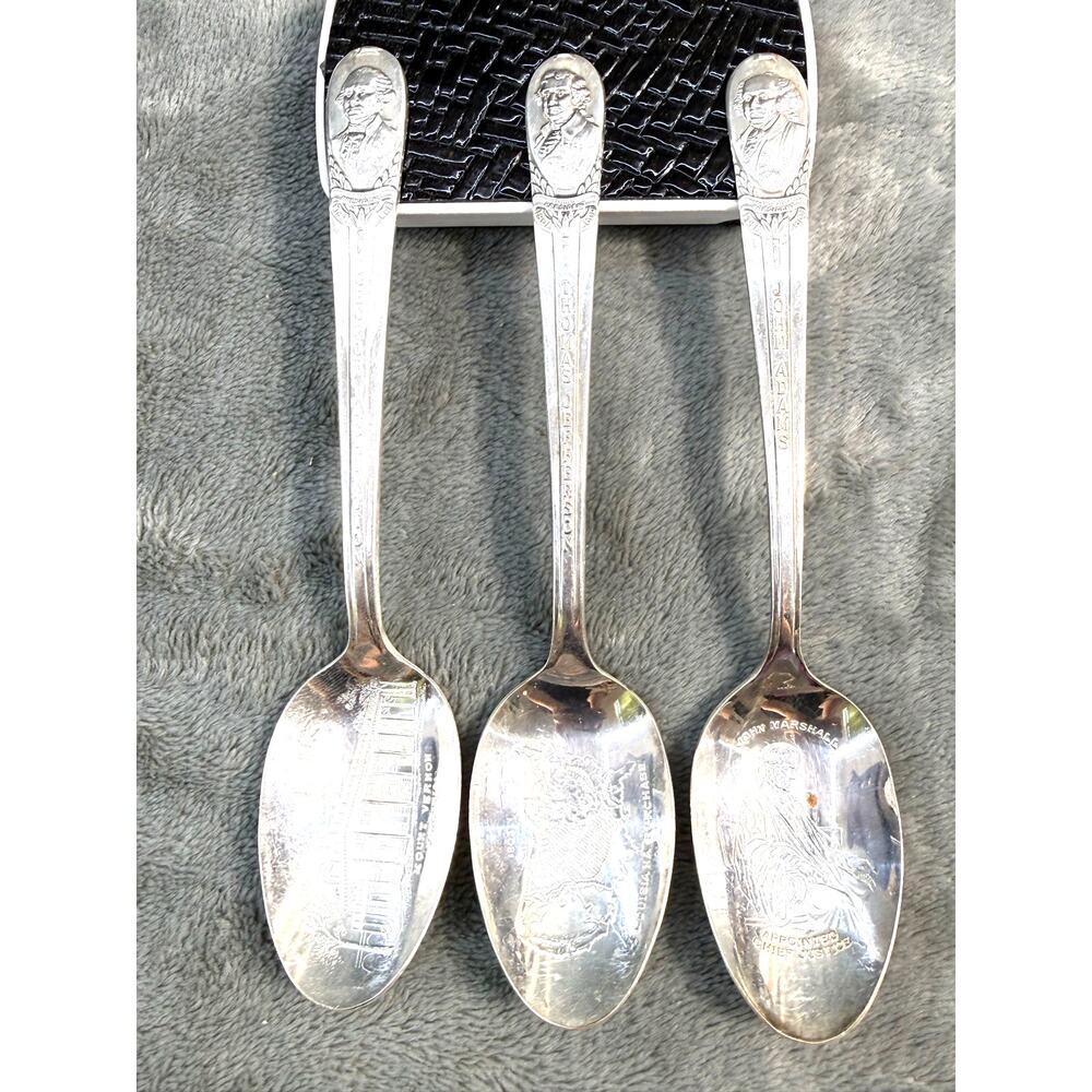 Wm Rogers ISI Presidential Souvenir Spoons Set 3 Washington Adams Jefferson
